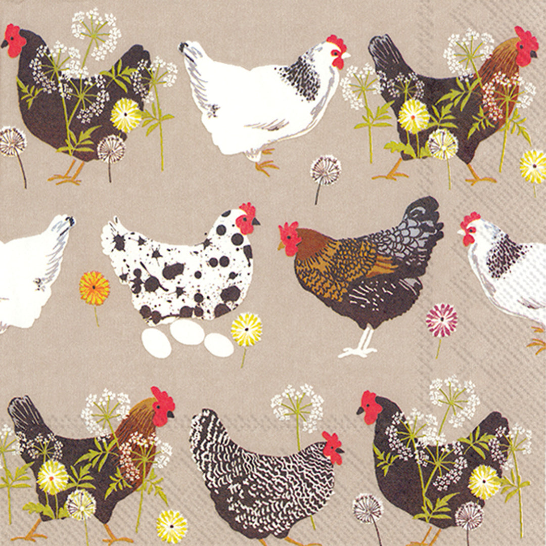 Spatter Hens Cocktail Napkin Linen