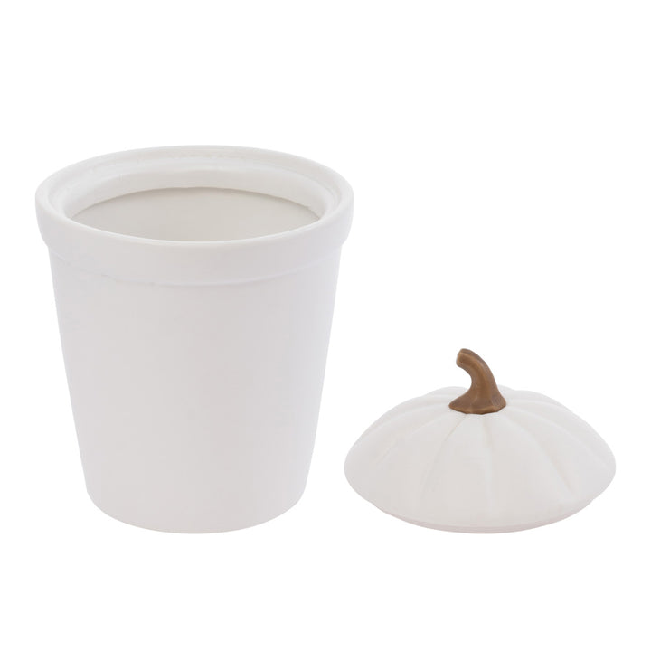 Lidded White Pumpkin Popover  Dish