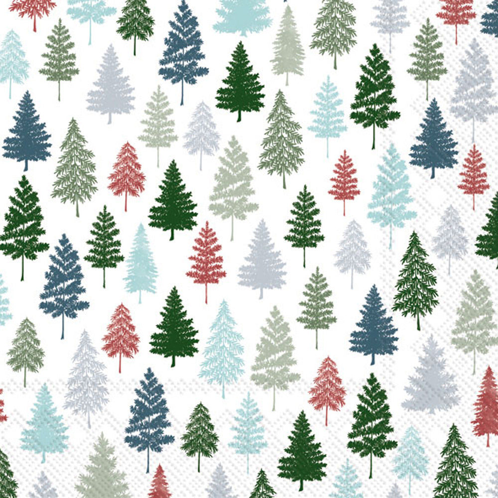 Nordic Forest Cocktail Napkin Blue Green