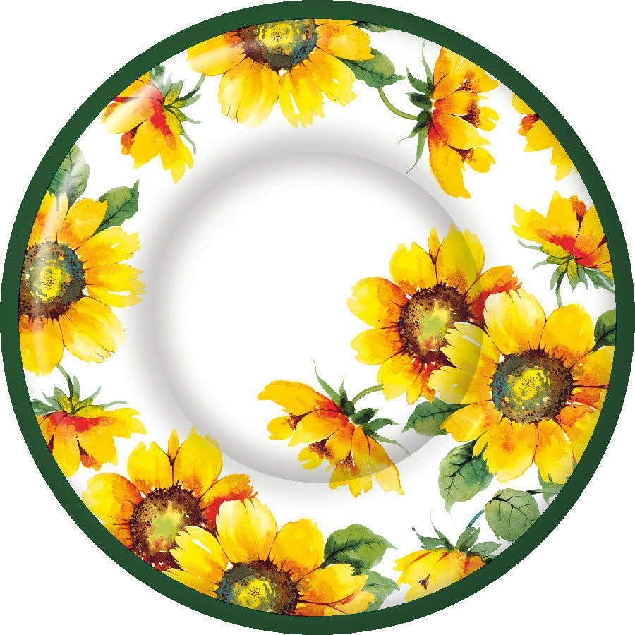 Colourful Sunflowers Round Dessert Plate