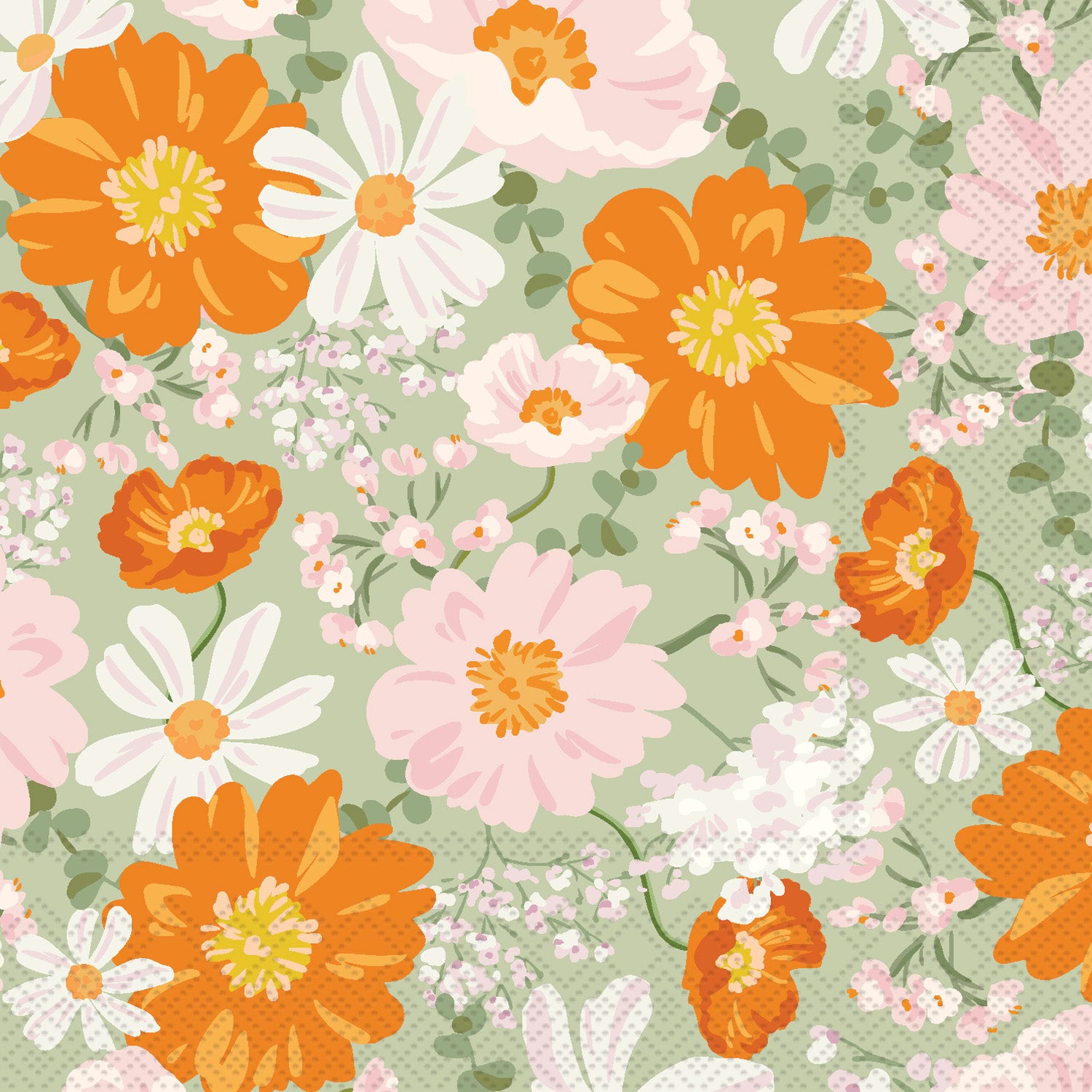 Bouquet Beauty Cocktail Napkin sage