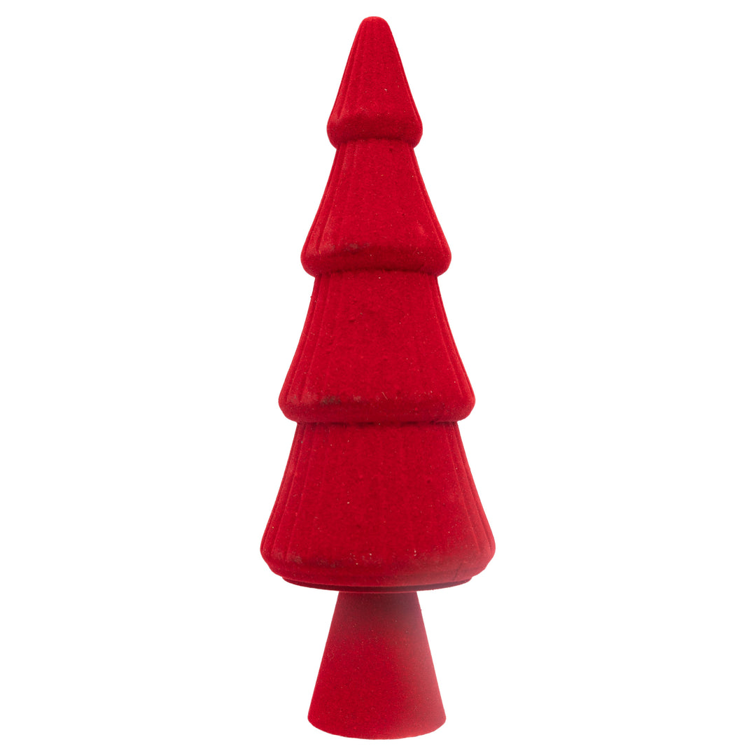 Red Flocked Christmas Tree Small