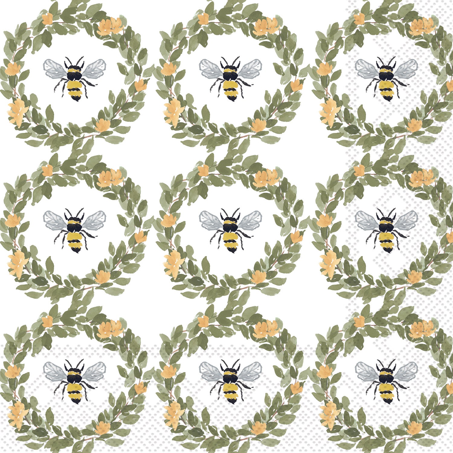 Bee Wreath Pattern Cocktail Napkin