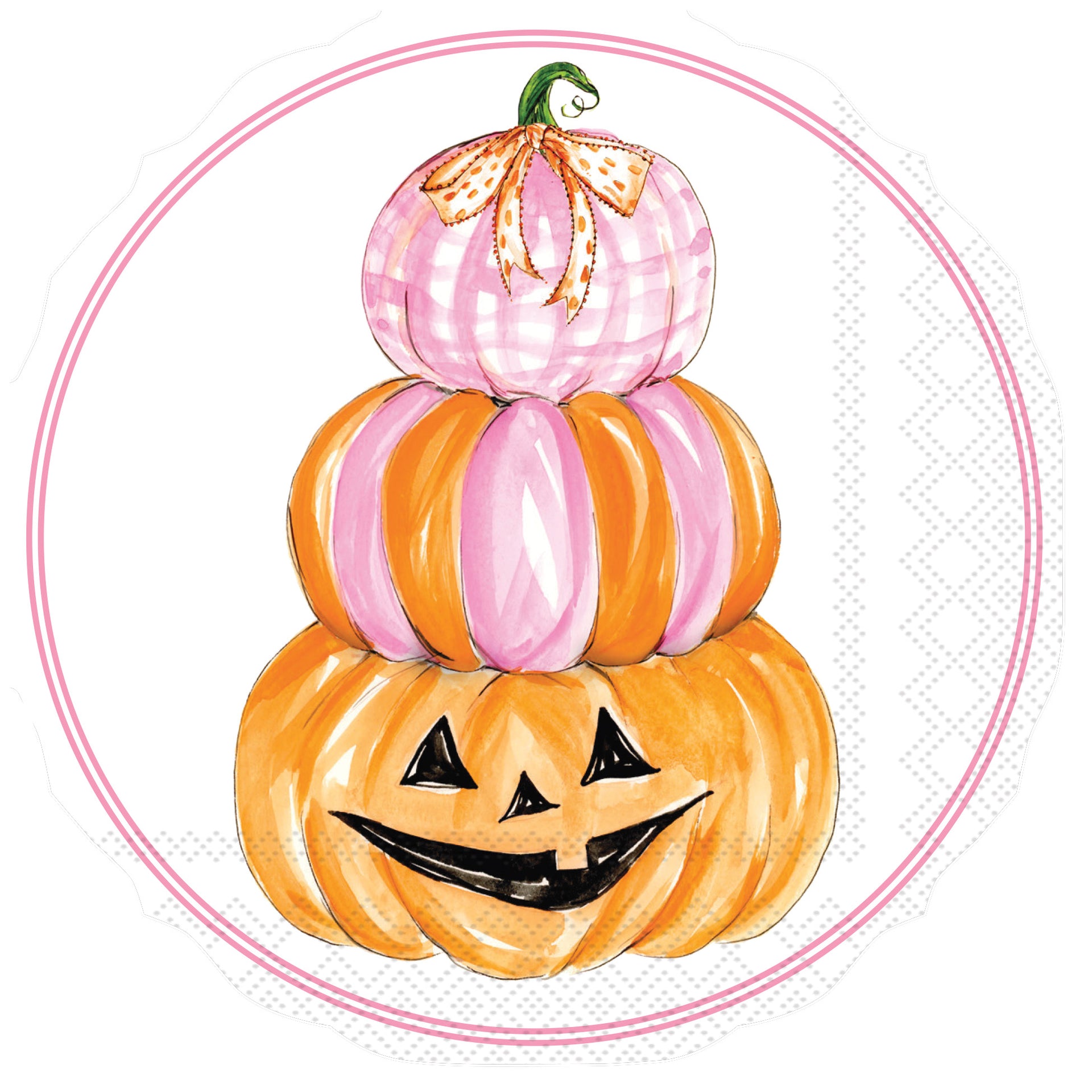 Pink Pumpkin Stack Shaped Lunch Napkin