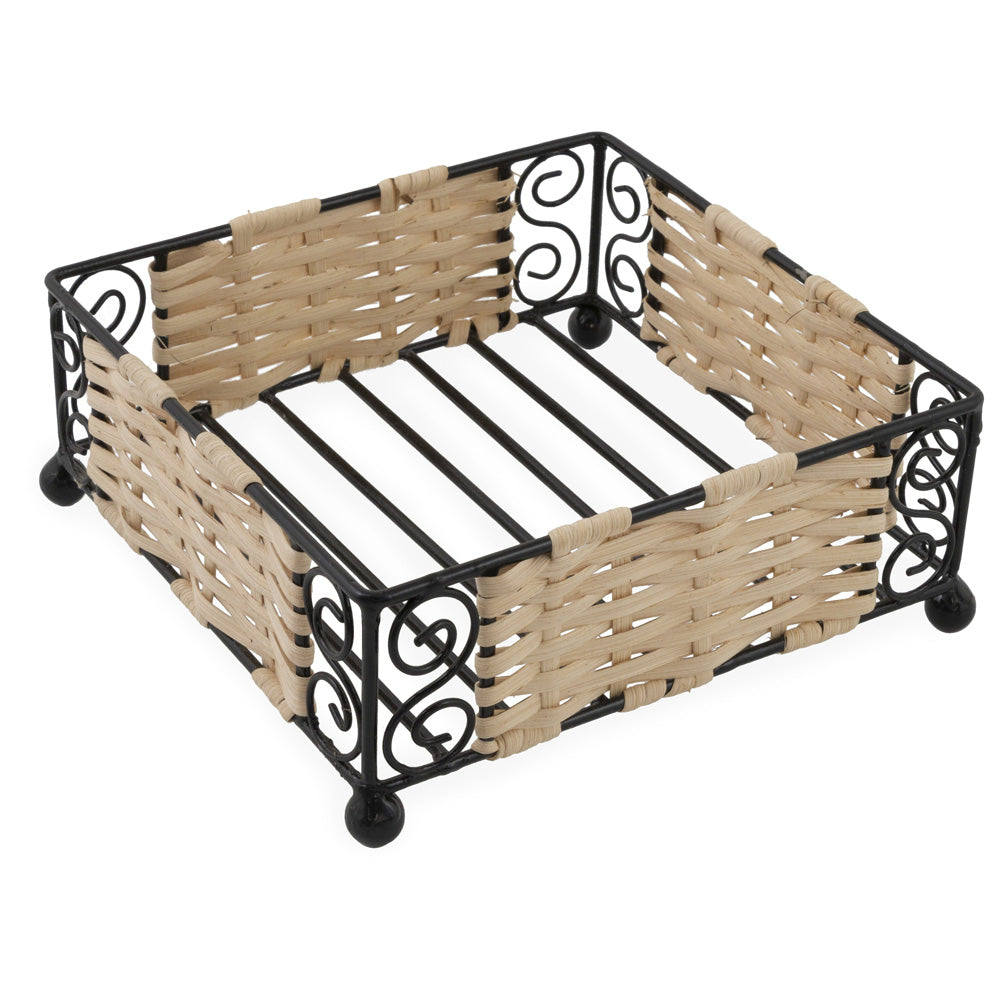 Wire and Rattan Lunch Caddy Natural Black