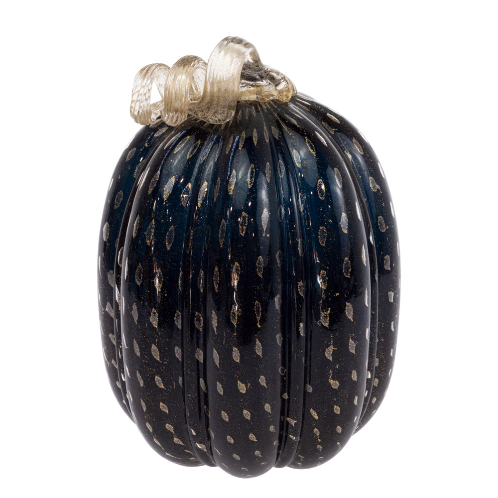 Large Black and Gold Glass Pumpkin