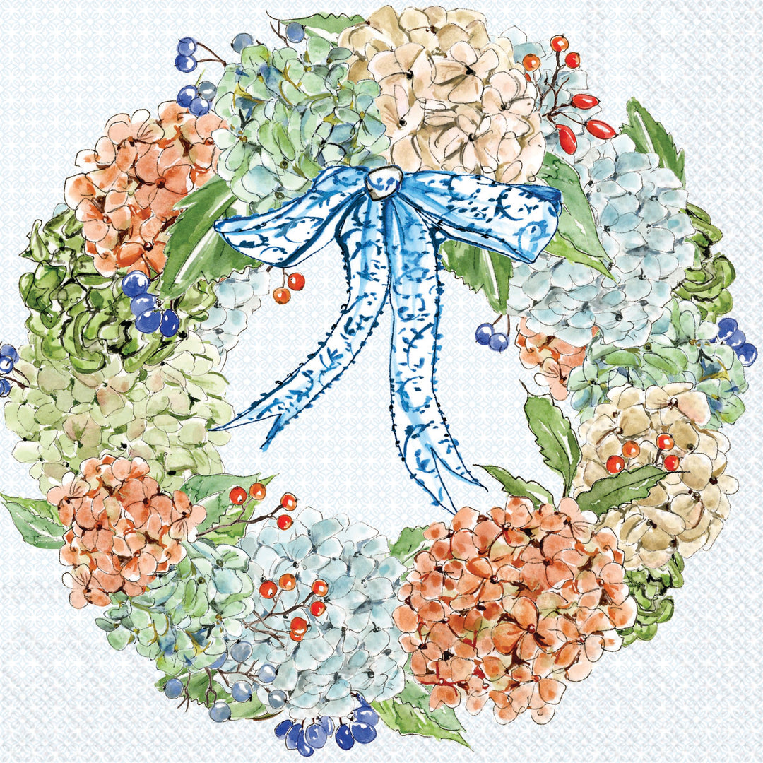 Fall Hydrangea Wreath Cocktail Napkin
