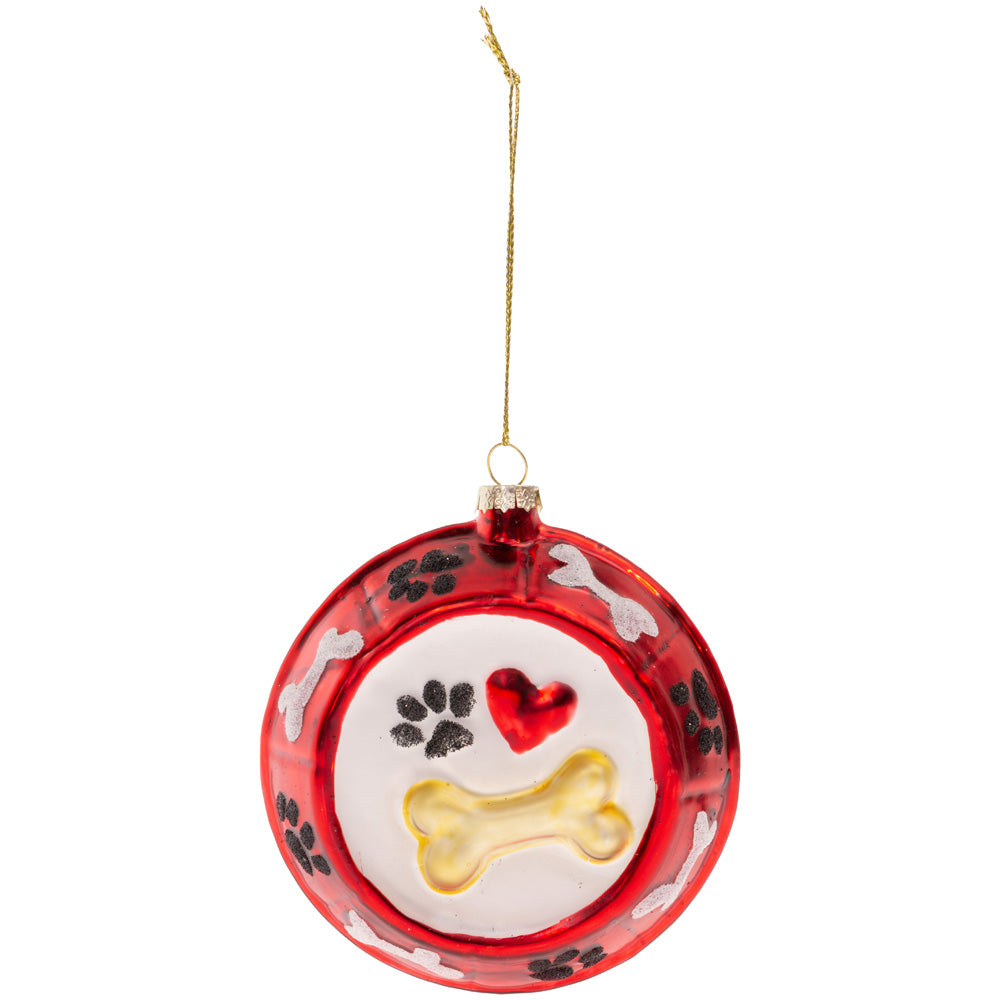 Glass Dog Dish Ornament