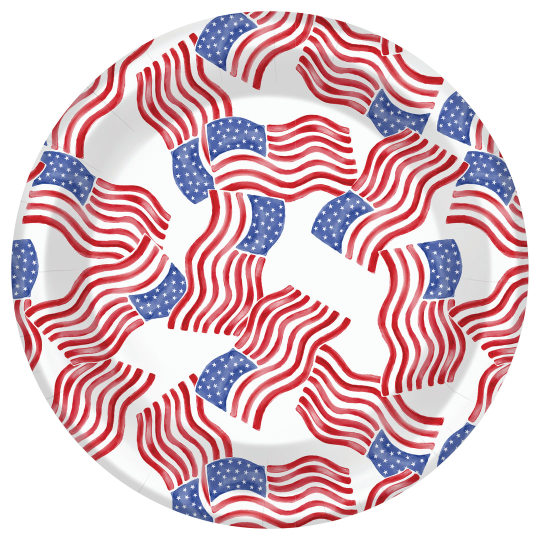 Stars &amp; Stripes Allover Dessert Plate round