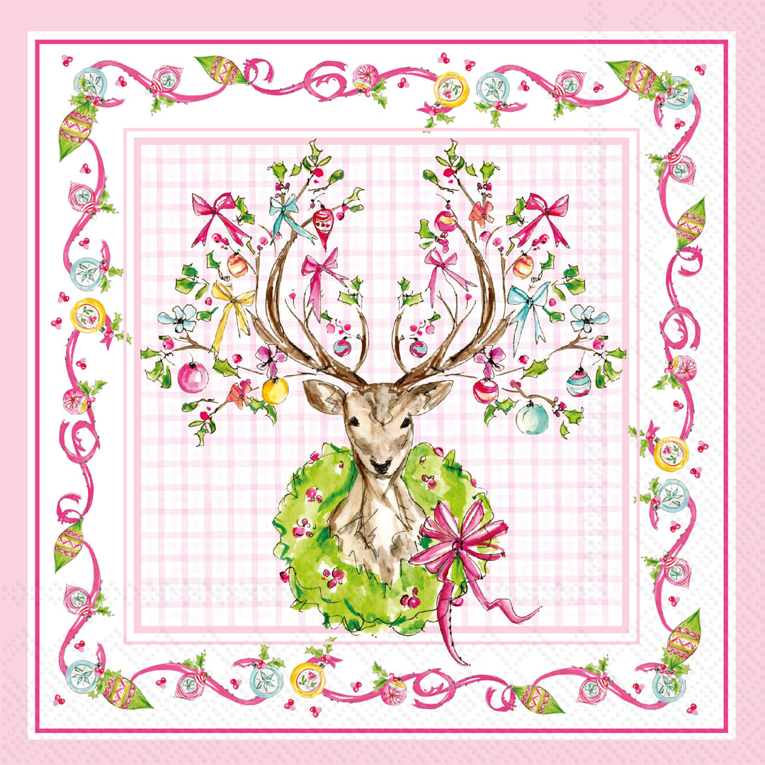 Vintage Ornament Deer Cocktail Napkin