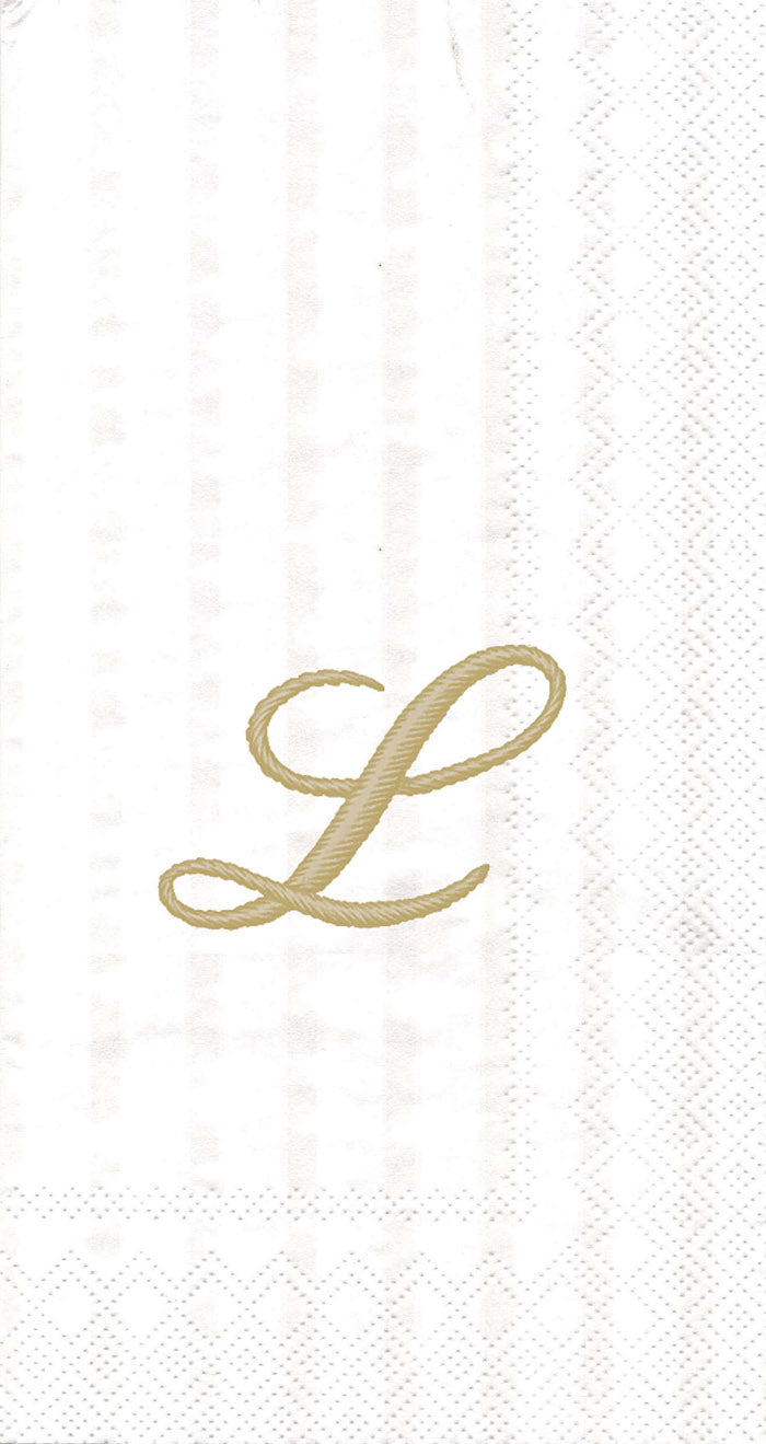 Stripes Again Guest Towel Monogram L Cream