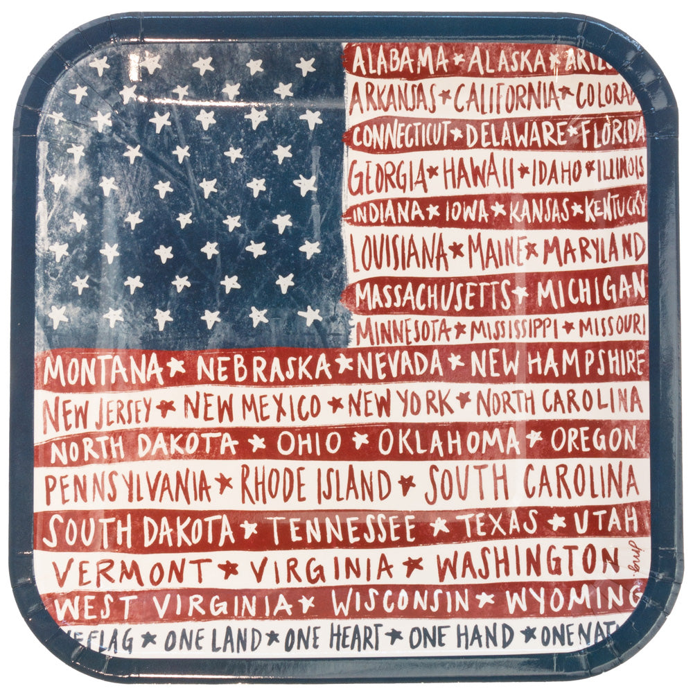 One Flag One Nation Square Dessert Plate