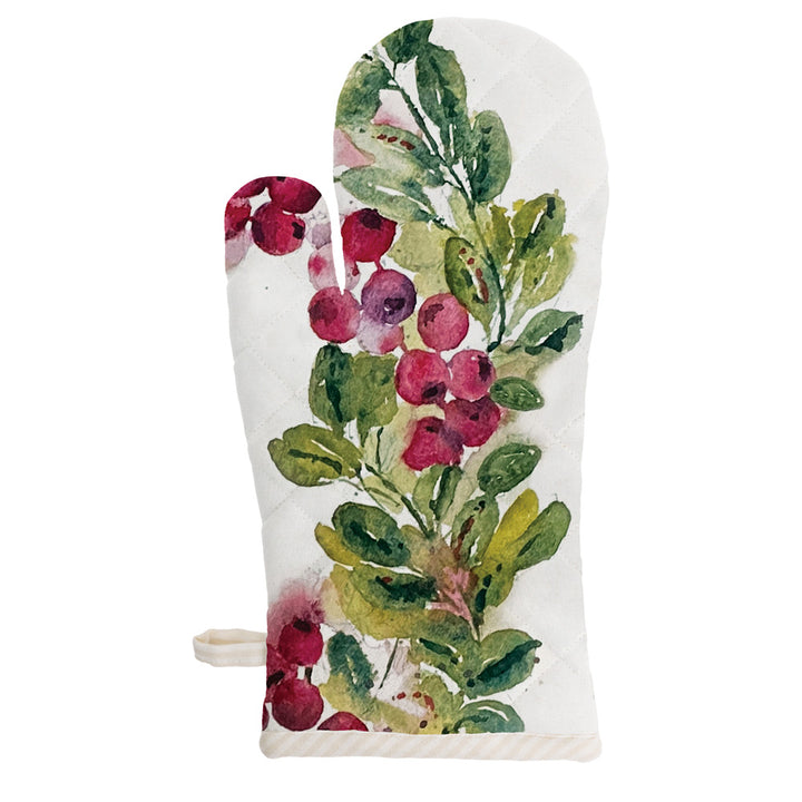 Cranberry Wreath Pot Holder and Oven Mitt Set