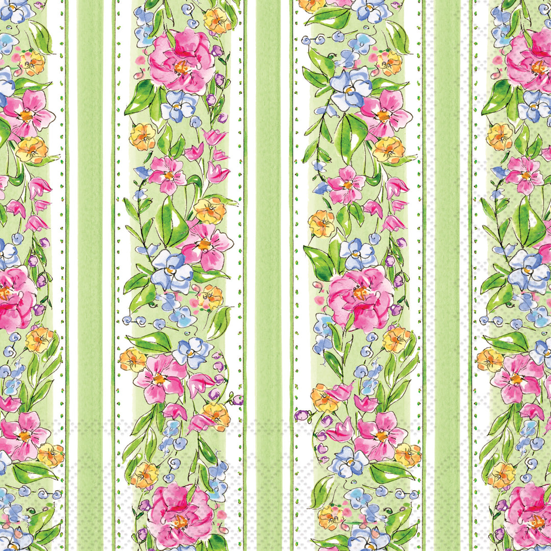 Floral Garden Stripe Cocktail Napkin