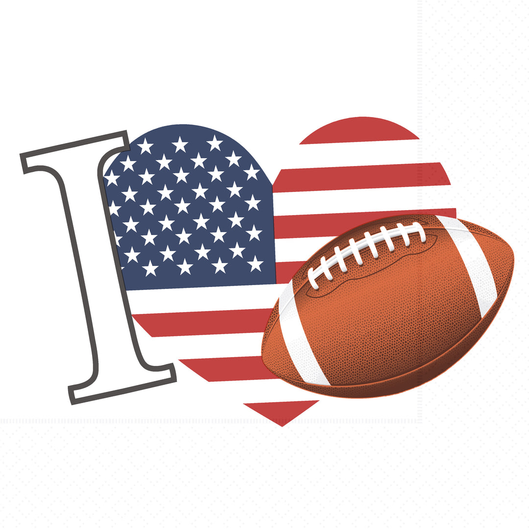 I Love Football Cocktail Napkin
