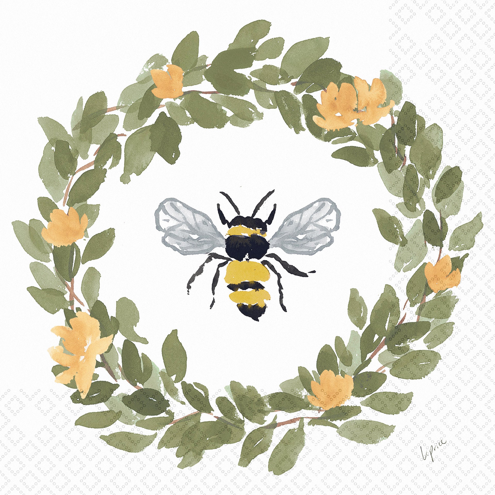 Bee Wreath Lunch Napkin