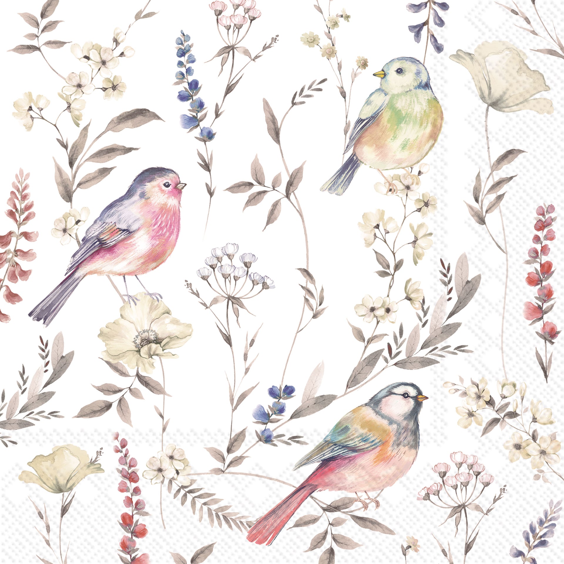 Softly Faded Birds Lunch Napkin