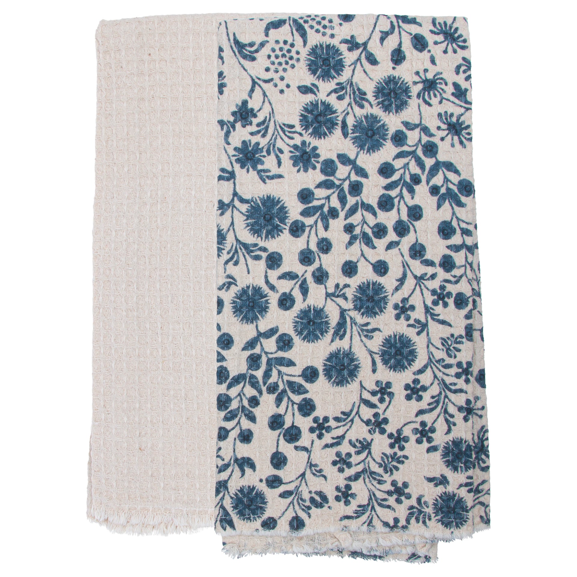Navy Dandelions Pattern Tea Towels Set of 2
