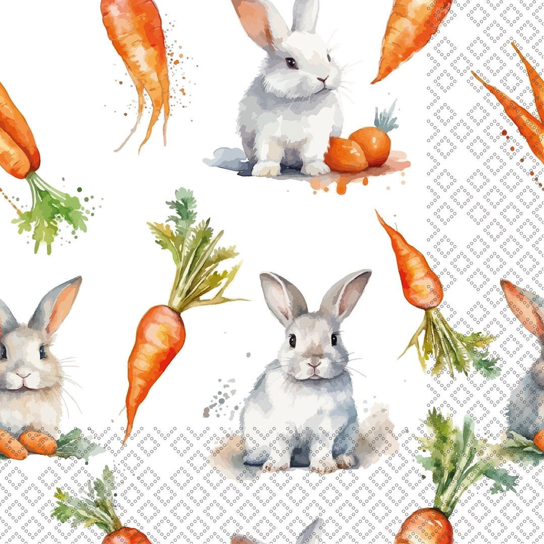 Bunny And Carrots Cocktail Napkin