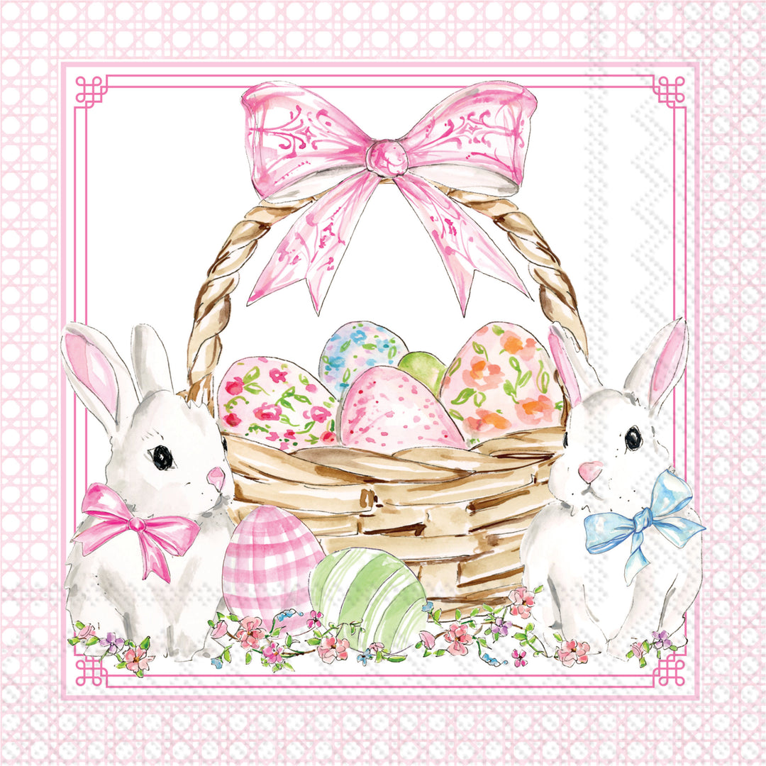 Bunny &amp; Egg Basket Cocktail Napkin