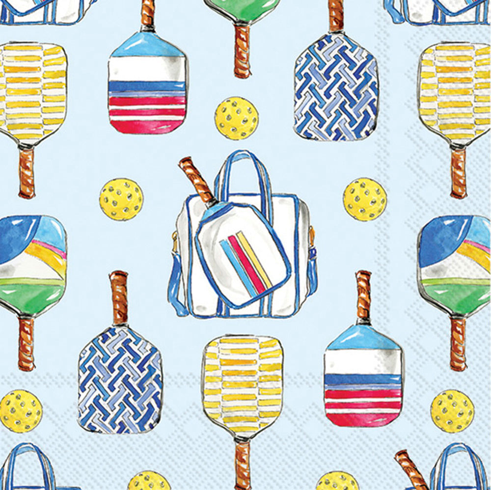 Pickleball Allover Cocktail Napkin Blue