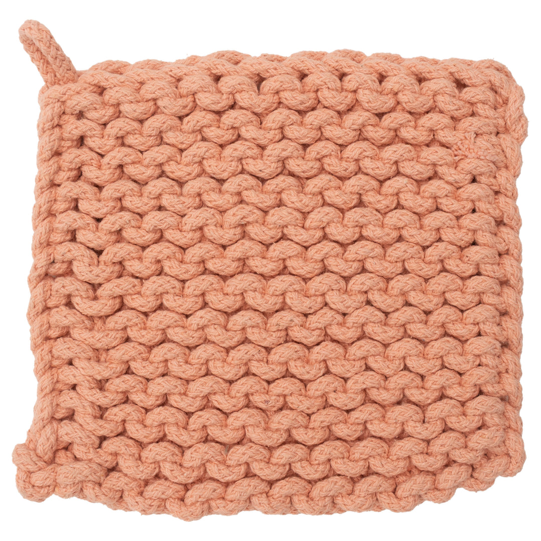 Peach Chunky Knit Pot Holder
