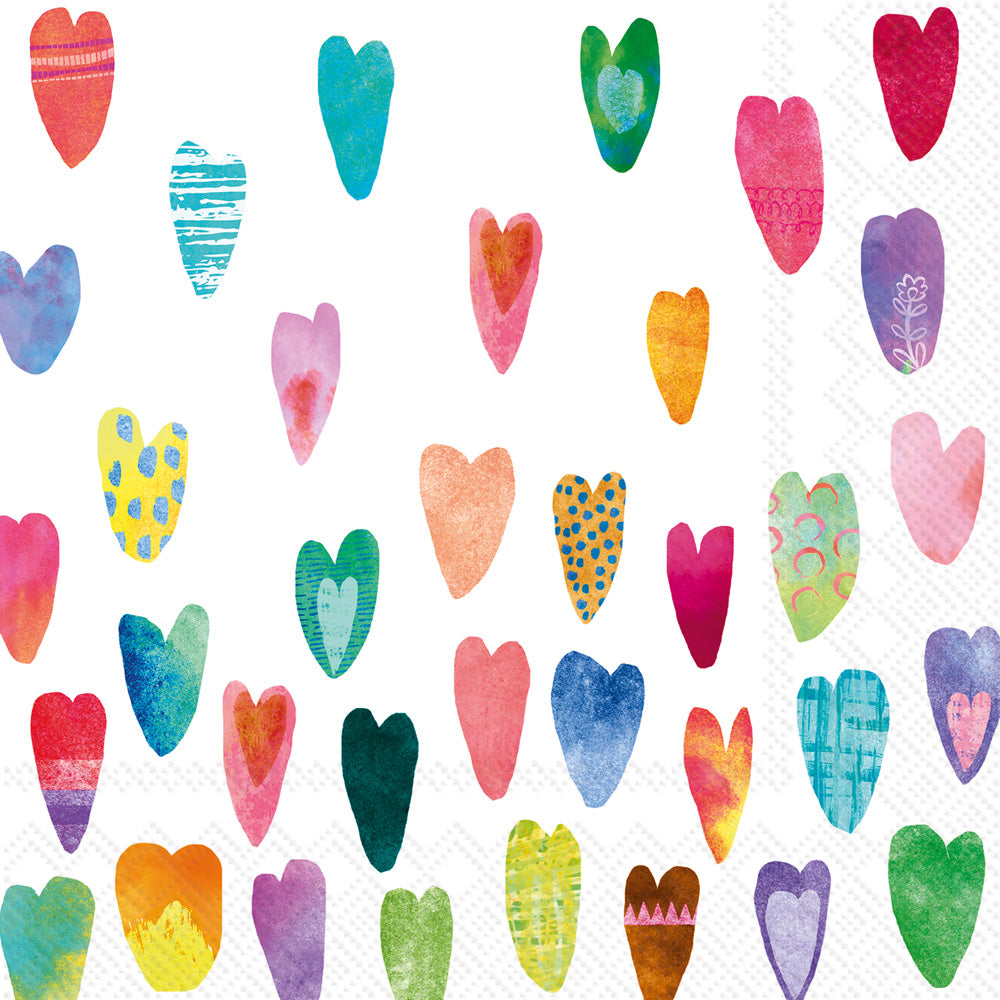 Rainbow Hearts Cocktail Napkin