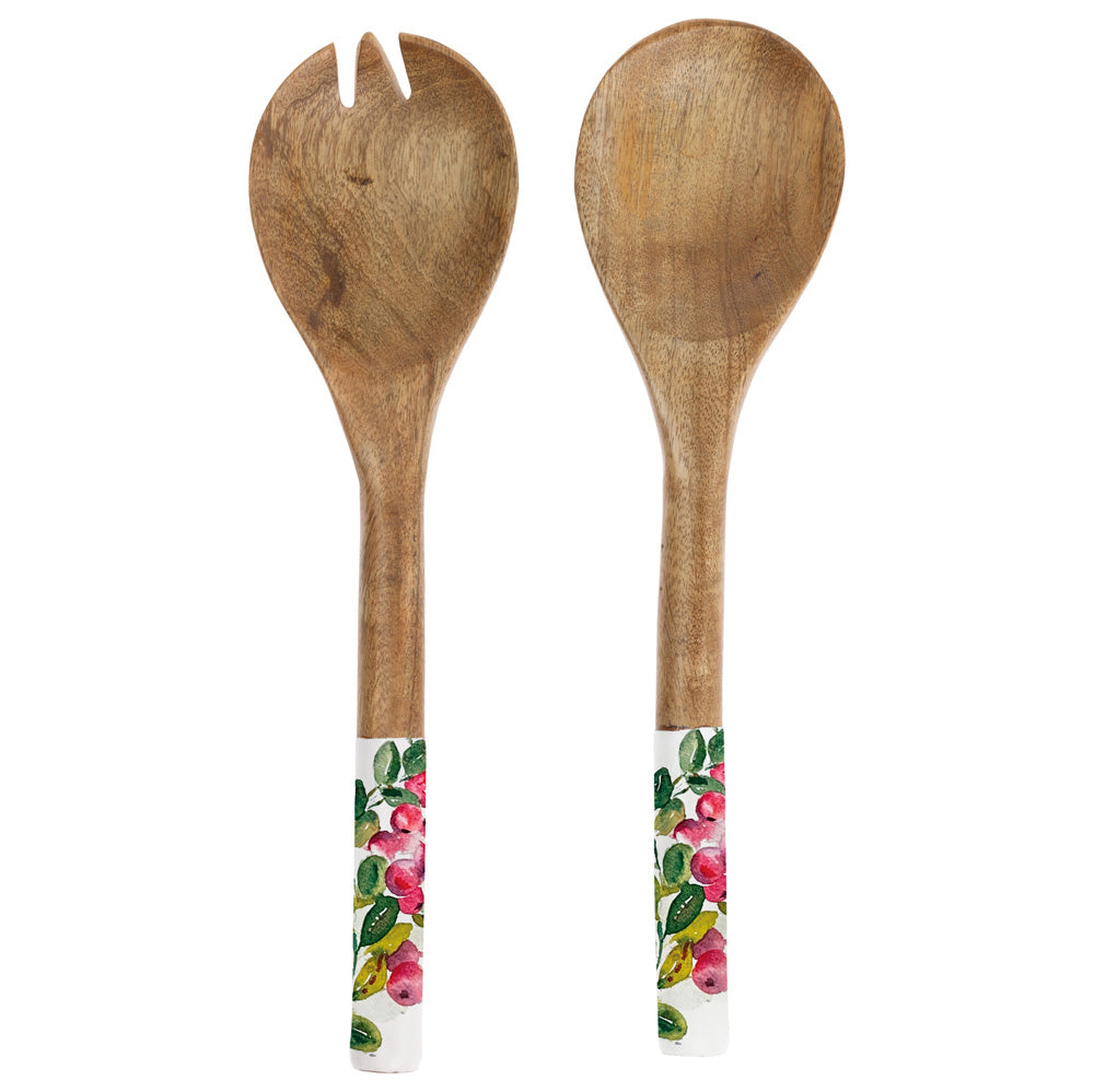 Cranberry Wreath Salad Servers Mango Wood