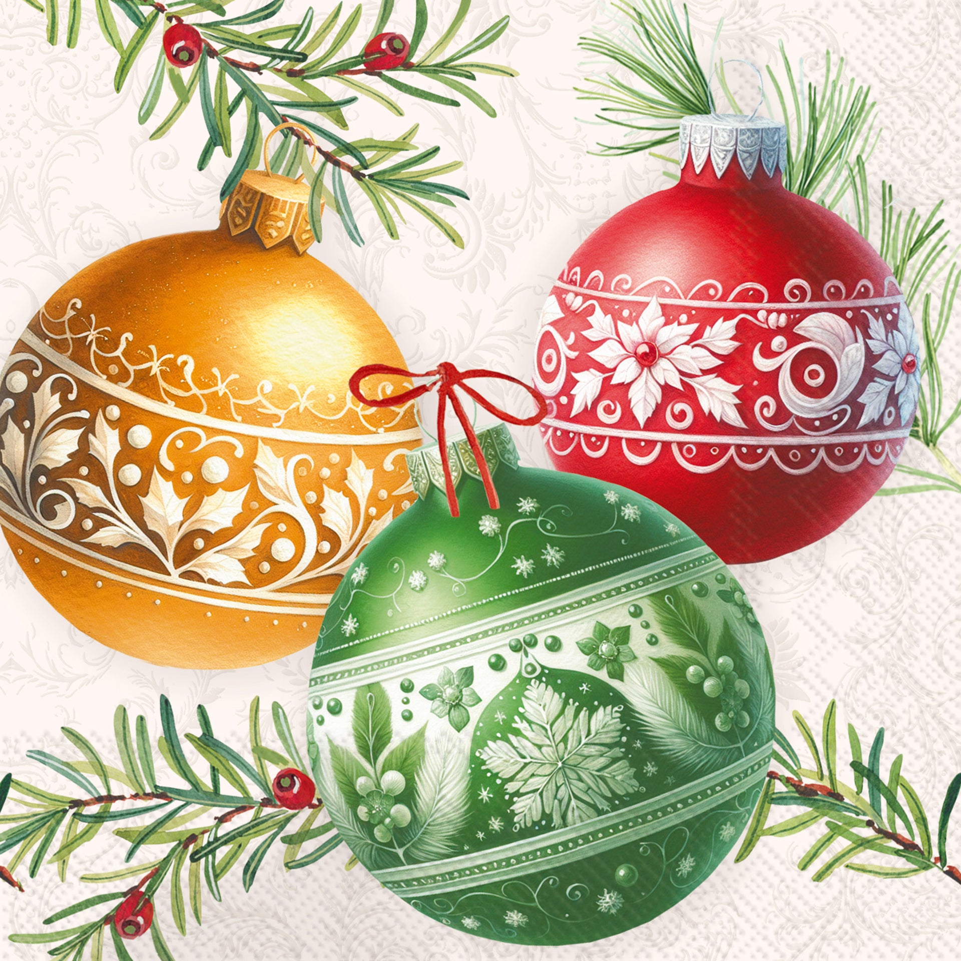 Christmas Bubbles Cream Cocktail Napkin