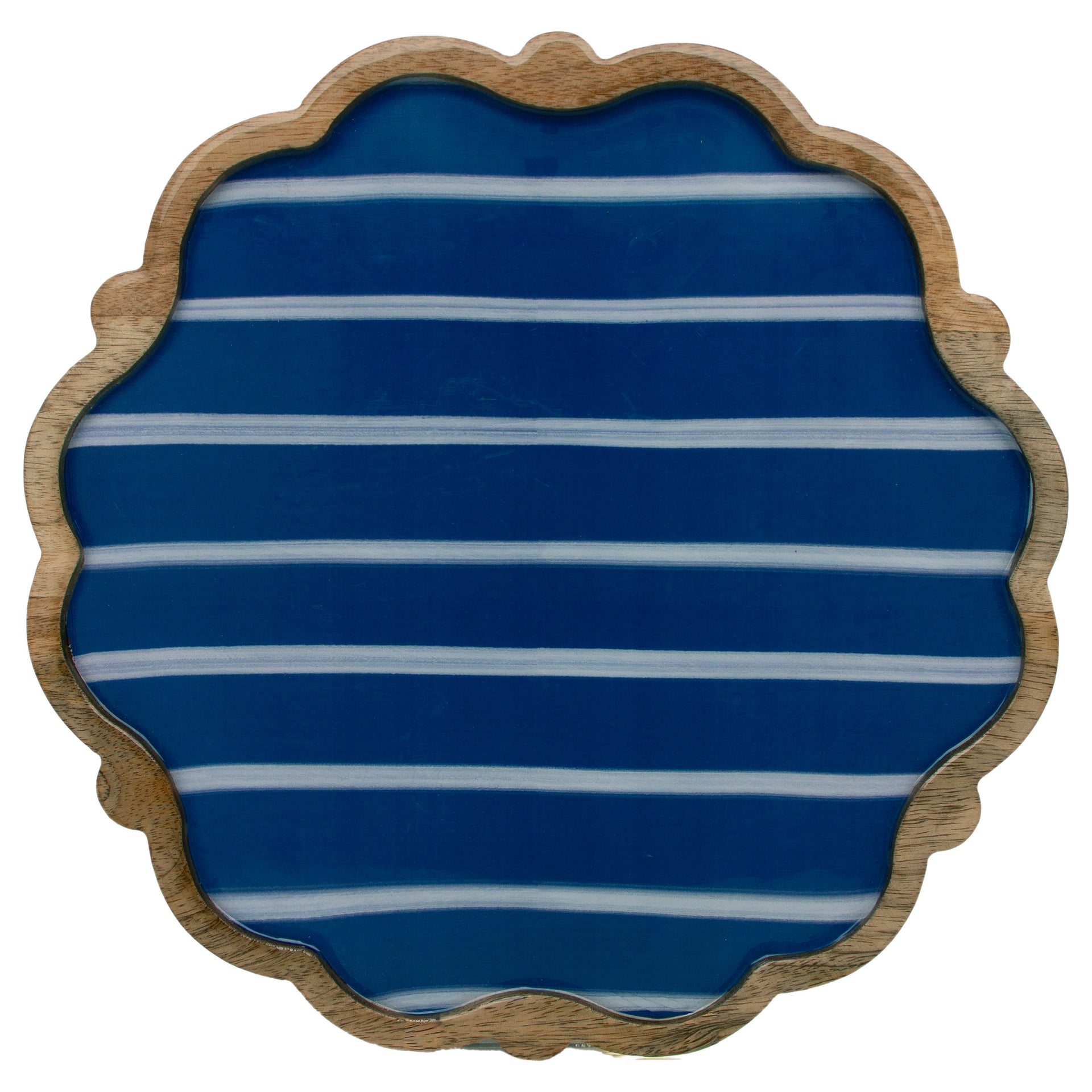 Blue Wavy Edge Striped Platter