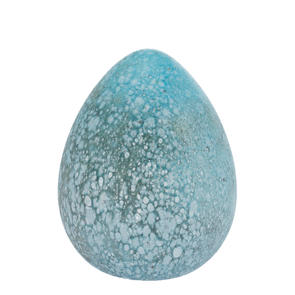 SPECKLED BLUE GLASS EGG SM