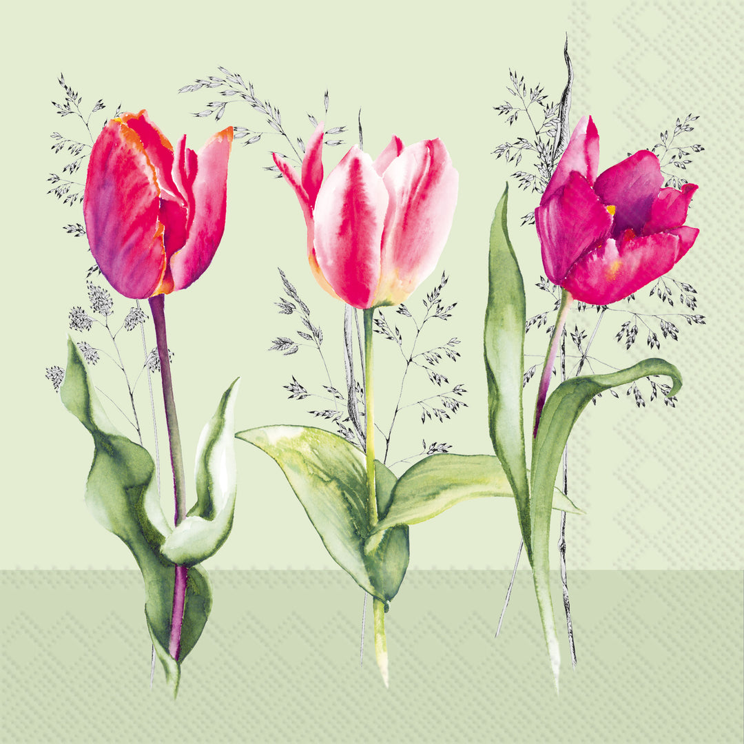 Tulip Beauties Light Green Lunch Napkin