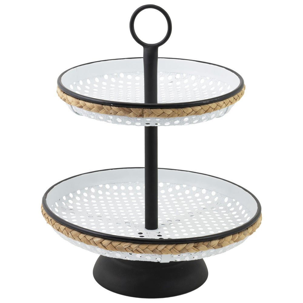 ROUND WHITE 2 TIER STAND