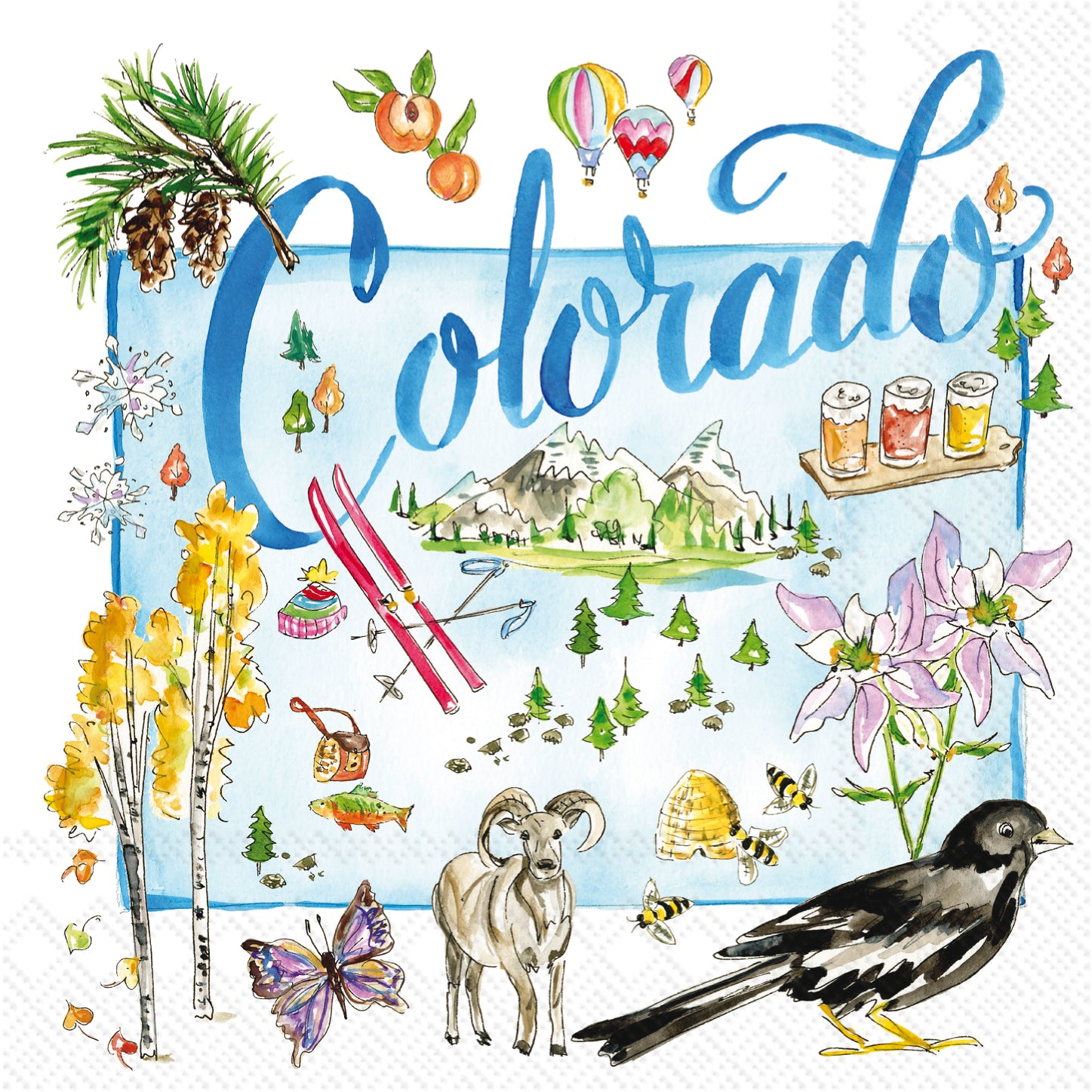 Colorado State Collection Cocktail Napkin