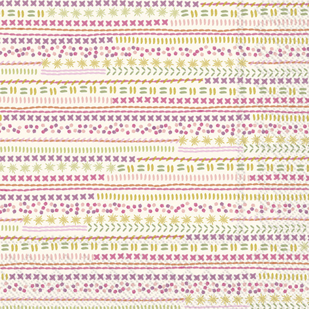 Sampler Stripes Lunch Napkin Pink