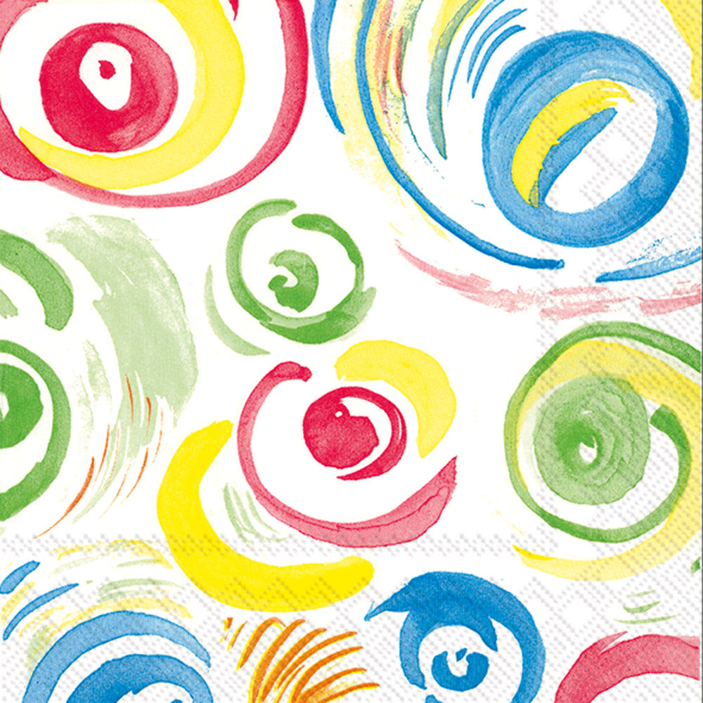 Happy Circles Cocktail Napkin White