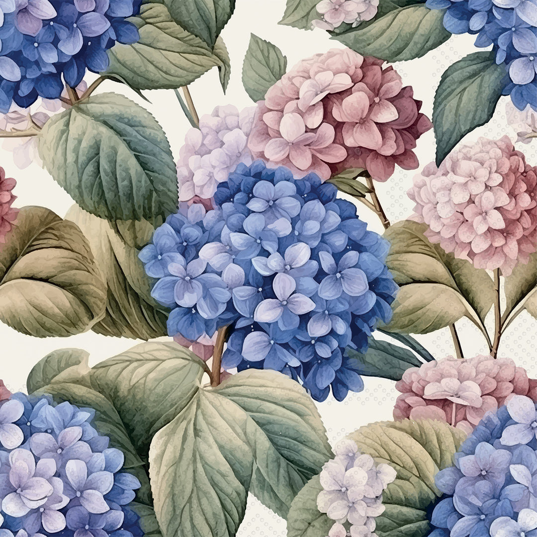 Painted Hydrangea Cocktail Napkin