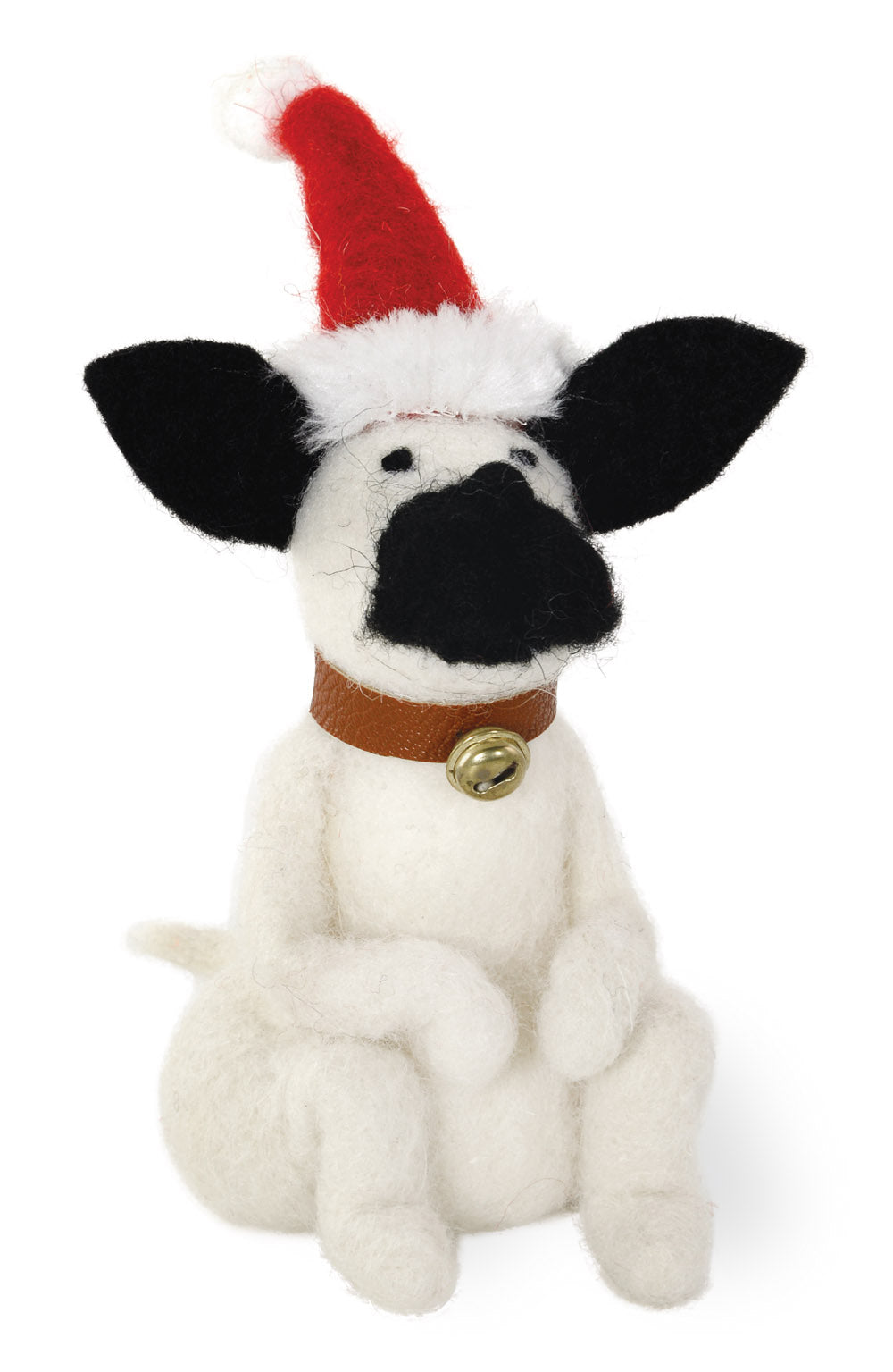 SANTA PAWS RUFF  WHITE DOG BLACK EARS Ornament