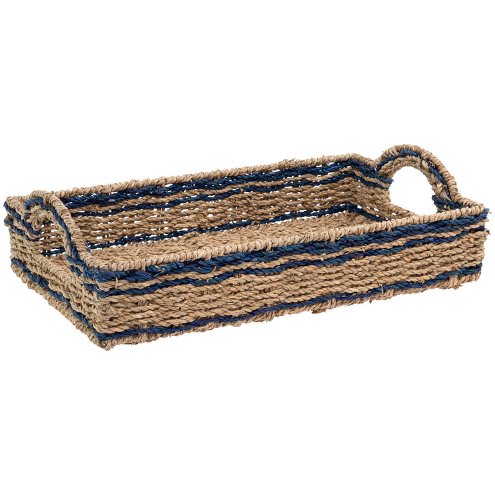 Seagrass and Navy Trays (Set of 2)