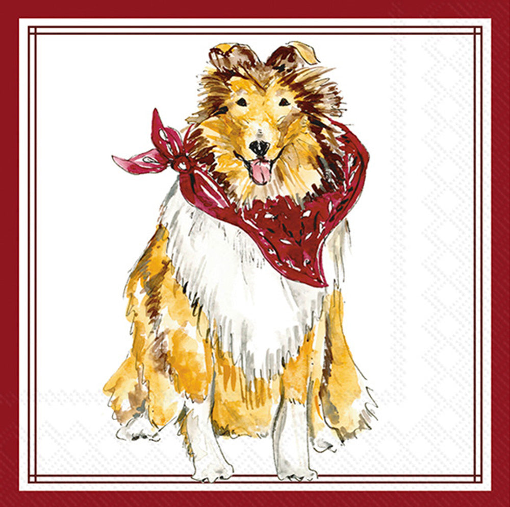 Maroon Collie Hometown Pride Cocktail Napkin