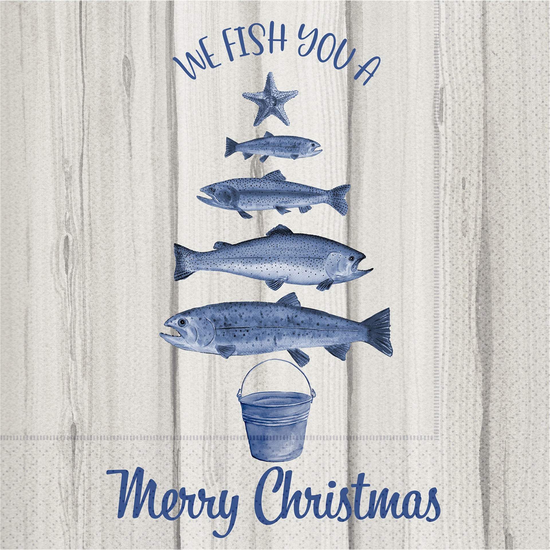 Fish Christmas Tree Cocktail Napkin
