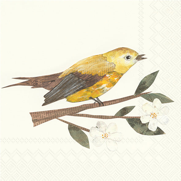 Yellow Bird And Blossoms Lunch Napkin