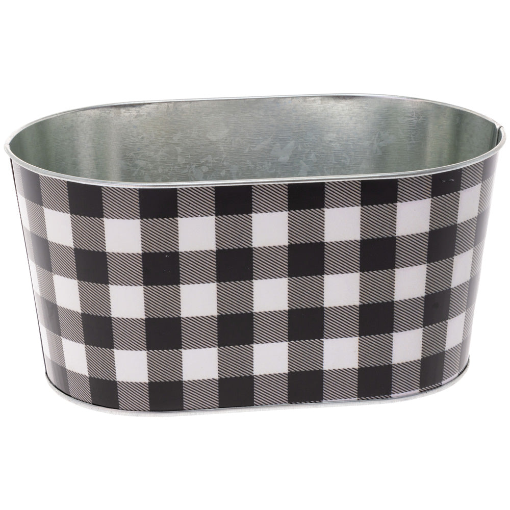 B&W Check Oval Tin