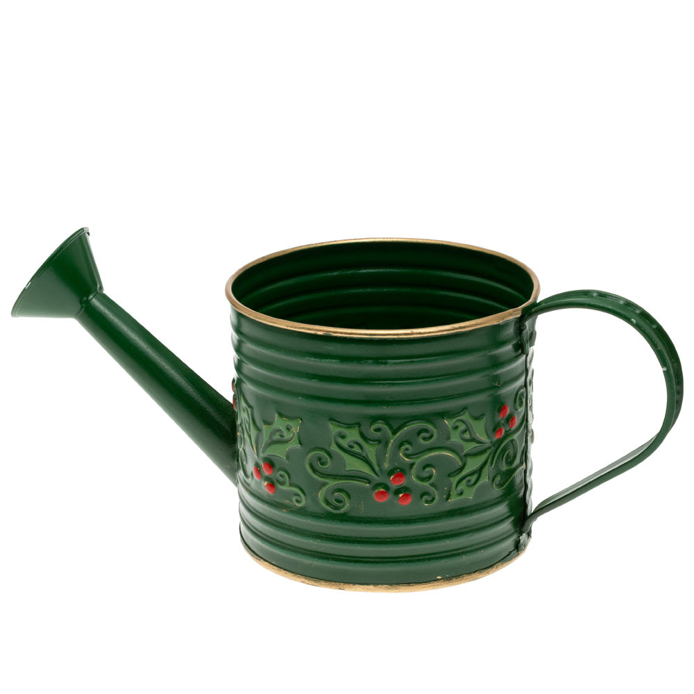 GREEN HOLLY BERRY WATERING CAN