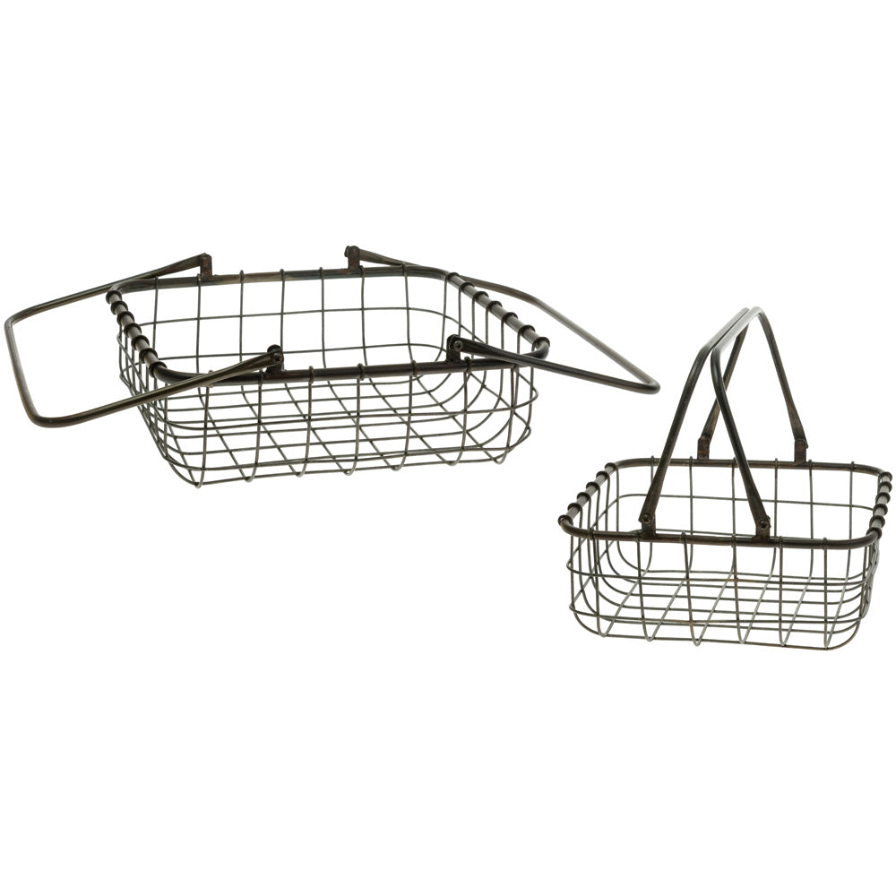 Metal Nesting Square Shop Baskets (Set of 2)