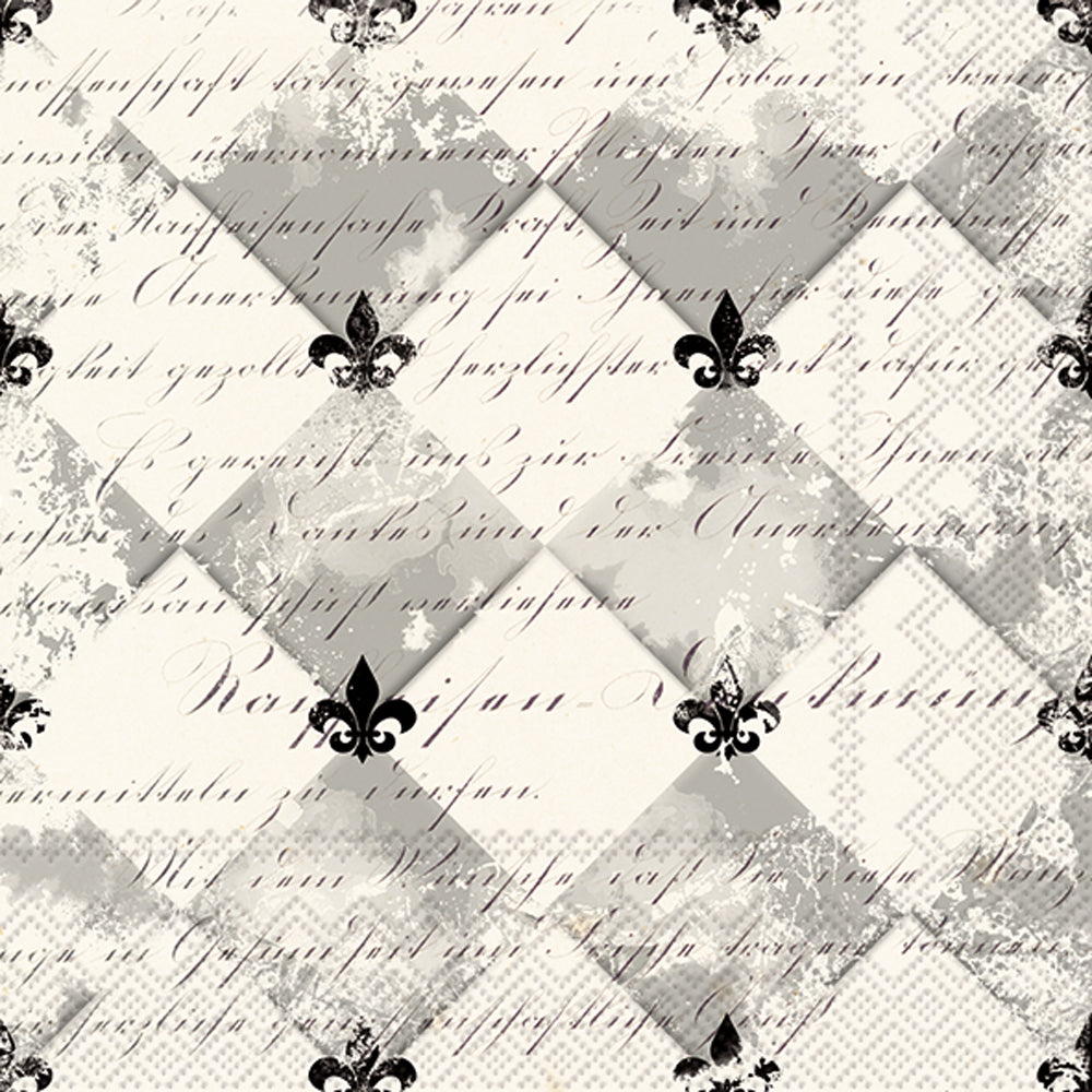 French Fleur De Lis Cocktail Napkin Cream