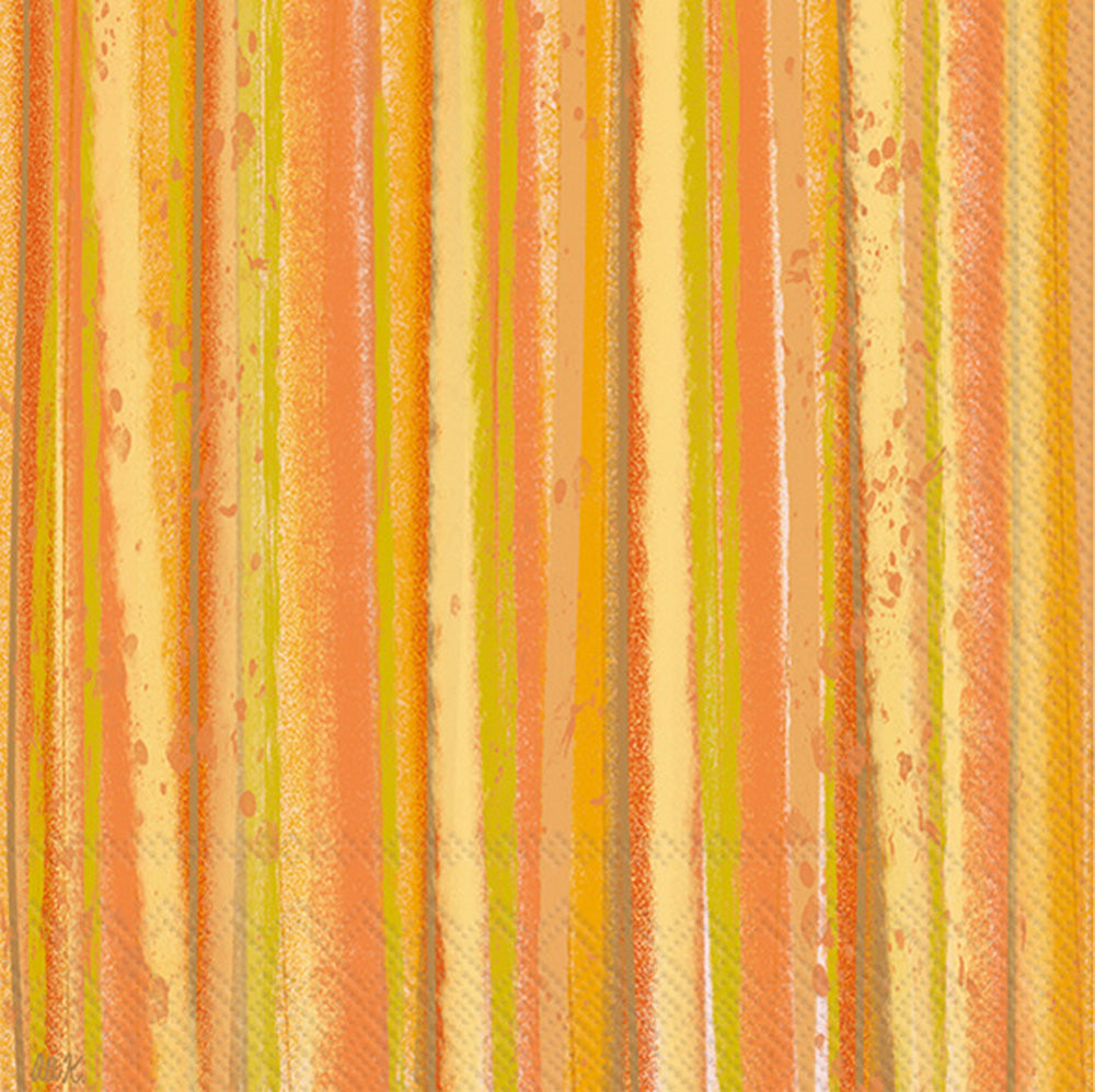 Falling Leaves Stripe Cocktail Napkin Orange