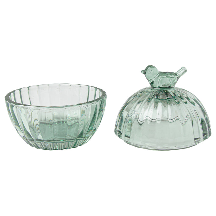 Bird Glass Covered Dish Small