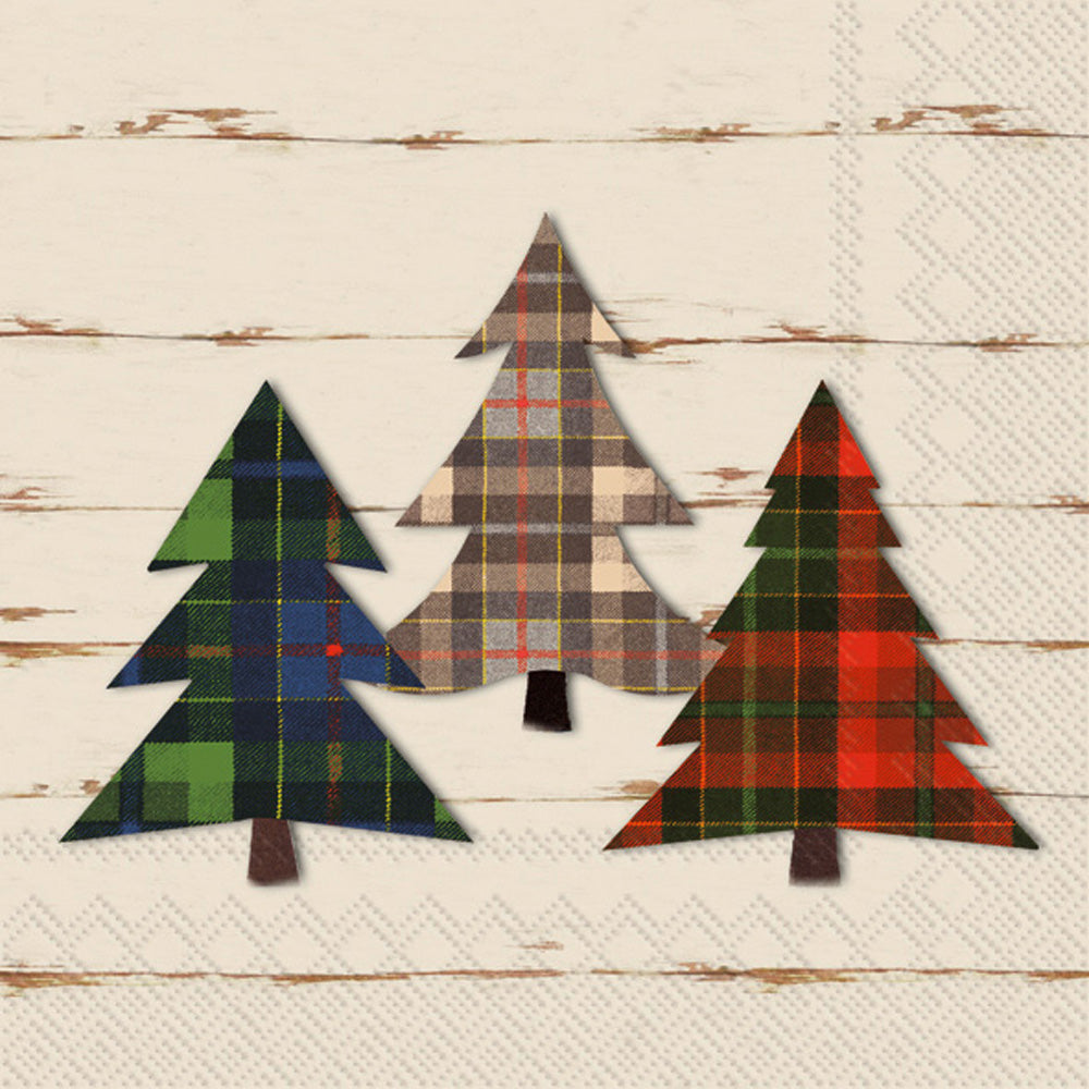 Checkered Pines Cocktail Napkin Cream