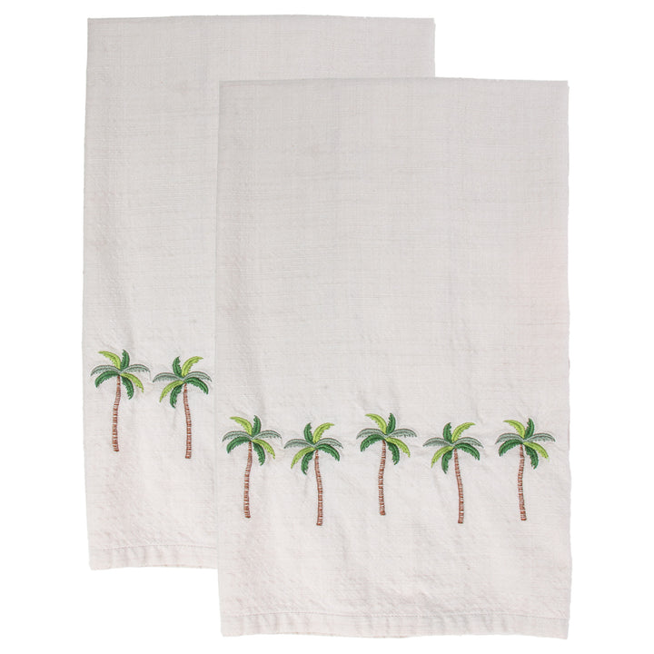 Palm Tree Embroidered Tea Towels (Set of 2)